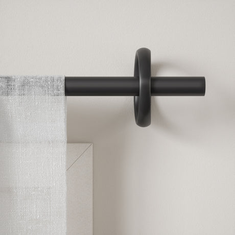 Single Curtain Rods | color: Matte-Black | size: 42-120" (107-305 cm) | diameter: 1" (2.5 cm)