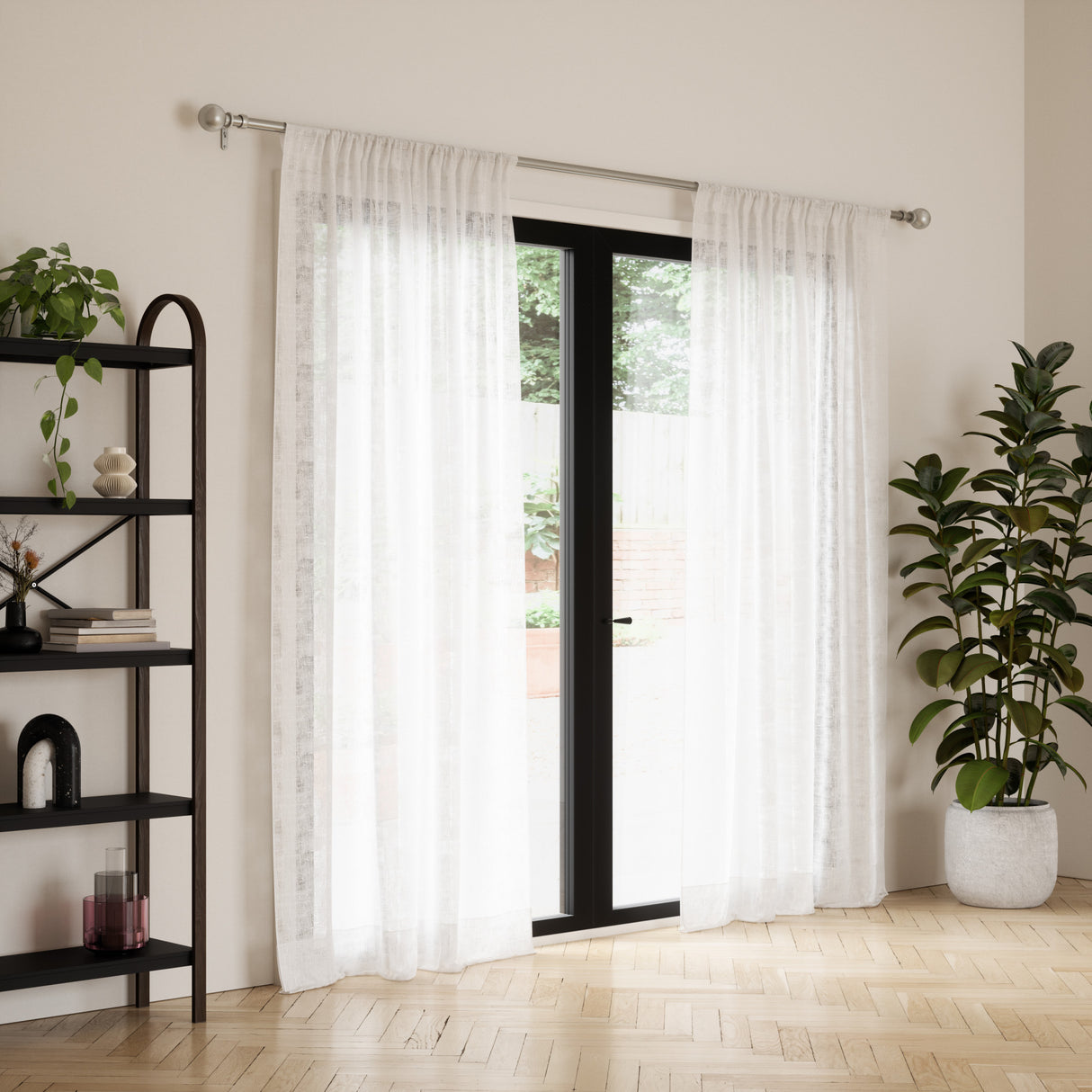 Single Curtain Rods | color: Eco-Friendly Nickel | size: 72-144" (183-365 cm) | diameter: 1" (2.5 cm)