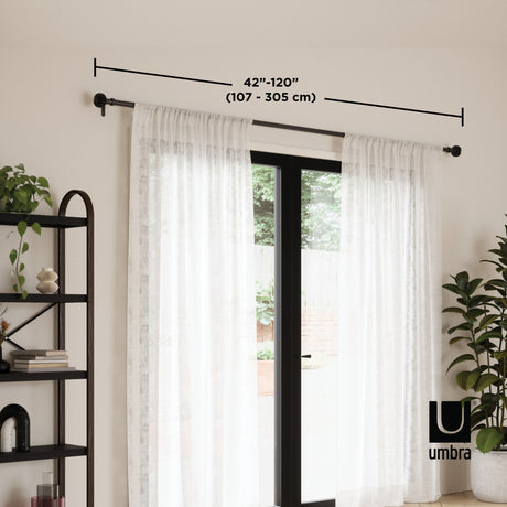 Single Curtain Rods | color: Eco-Friendly Matte-Black | size: 42-120" (107-305 cm) | diameter: 1" (2.5 cm)