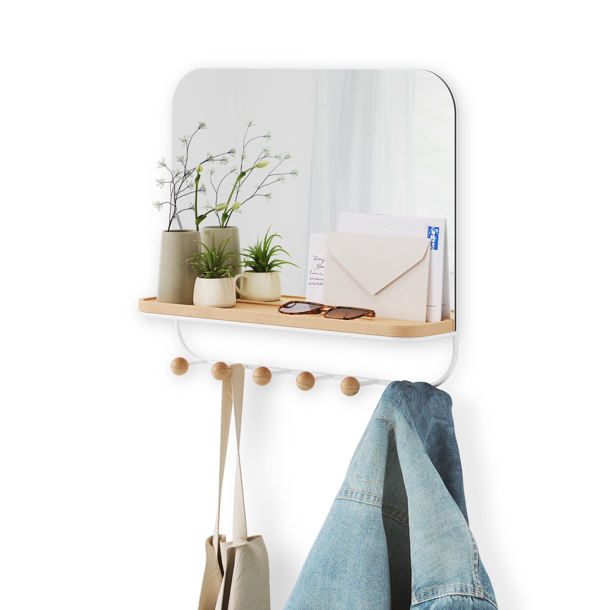 Estique Mirror with Hooks Umbra Canada Entryway Storage