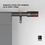 Single Curtain Rods | color: Gun-Metal | size: 36-72" (91-183 cm) | diameter: 1" (2.5 cm)