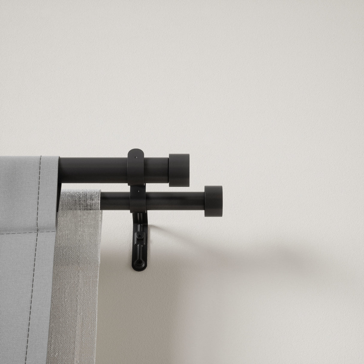 Double Curtain Rods | color: Brushed-Black | size: 120-180"(305-457cm) | diameter: 1"(2.5cm) | https://vimeo.com/625708718